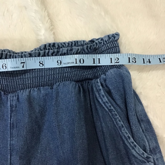 American Eagle Women Size SM Wide Leg Chambray Cropped Pants Ankle Cotton Denim - Picture 9 of 11